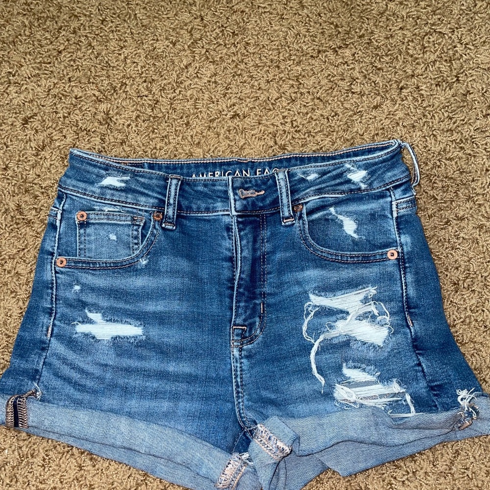 american eagle, jean shorts, hi-rise shortie super stretch, size 2